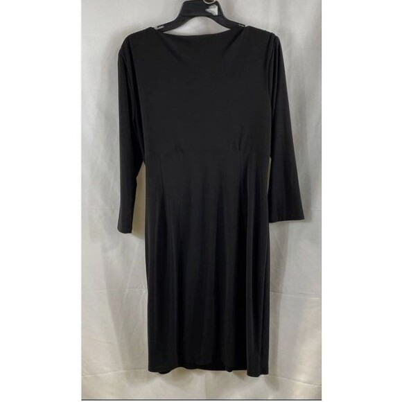 Ralph Lauren Women's Black Ruched Vneck Knee Ruched Dress Size 14 EUC - Picture 3 of 8